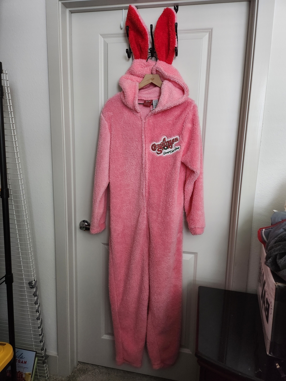 A Christmas Story Pink Hooded Bunny Onesie Pajama - Cozy Sleep Jumpsuit